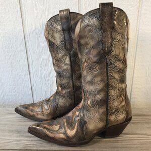 Corral Triad Inlaid Burnished Crinkled Womens Leather Western Boots 7 M R2300